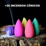 INCENSÁRIO FLOR BACKFLOW + 20 INCENSOS CÔNICOS